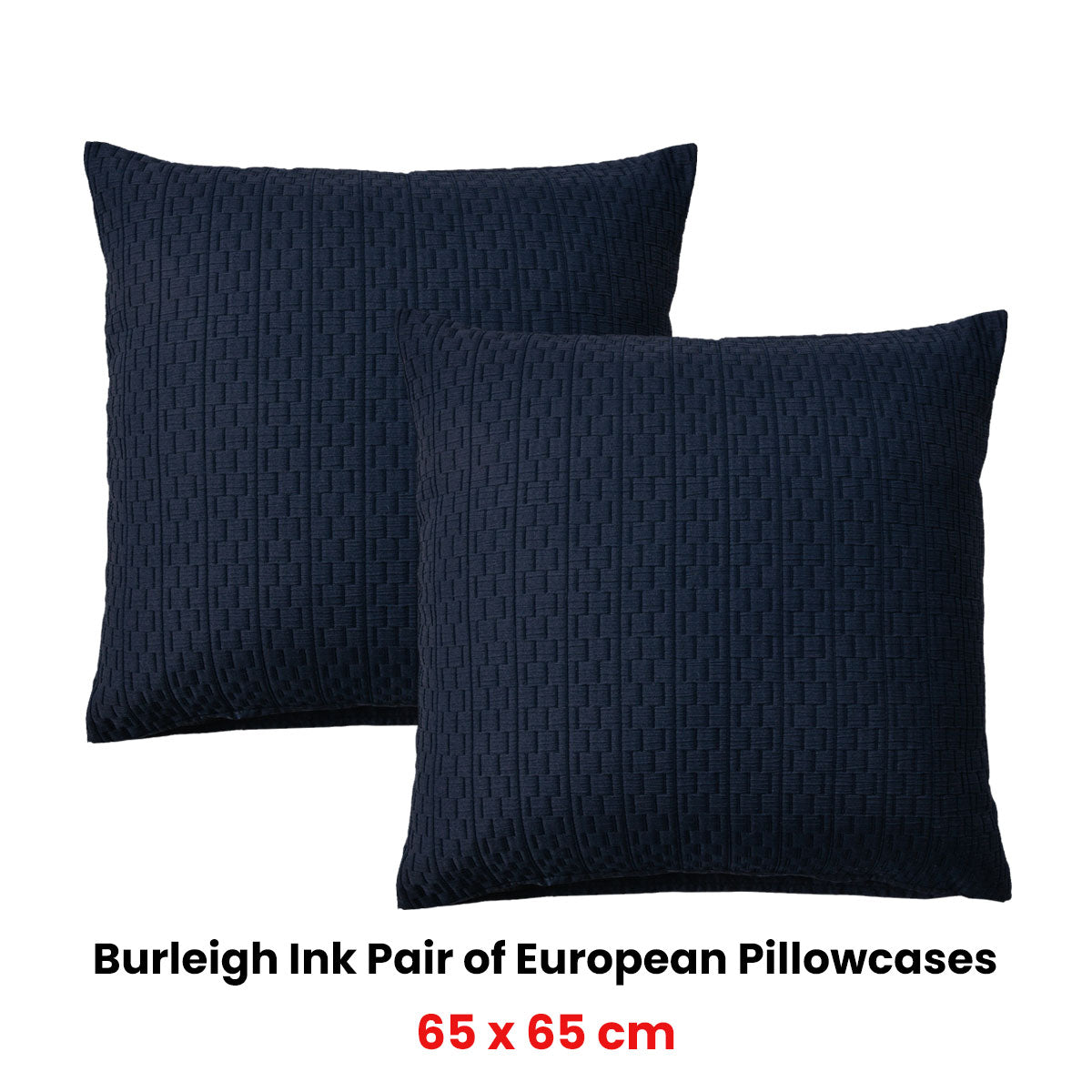 Bianca Pair of Burleigh Ink European Pillowcases 65 x 65cm