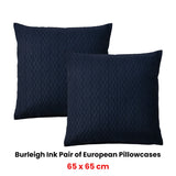 Bianca Pair of Burleigh Ink European Pillowcases 65 x 65cm - Front View