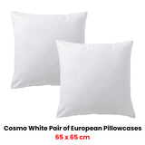 Bianca Pair of Cosmo White European Pillowcases 65 x 65cm - Front View