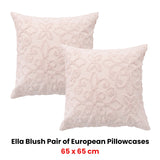 Bianca Pair of Ella Blush European Pillowcases 65 x 65cm - Front View