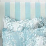 Florence Floral Quilted Euro Pillowcase Set in White and Blue