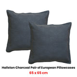 Bianca Pair of Hallston Charcoal European Pillowcases 65 x 65cm - Front View