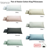 Bianca Pair of Heston Cotton Percale King Pillowcases Charcoal - Front View