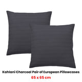 Bianca Pair of Kahlani Charcoal European Pillowcases 65 x 65cm - Front View