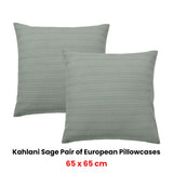 Bianca Pair of Kahlani Sage European Pillowcases 65 x 65cm - Front View