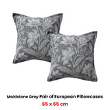 Bianca Pair of Maidstone Grey European Pillowcases 65 x 65cm - Front View