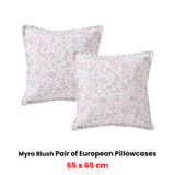 Bianca Pair of Myra Blush European Pillowcases 65 x 65cm - Front View