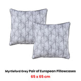 Bianca Pair of Myrtleford Grey European Pillowcases 65 x 65cm - Front View