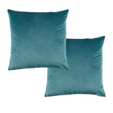 Teal Velvet European Pillowcase Set - 65 x 65 cm, Pair of Stylish Vivid Coordinate Covers