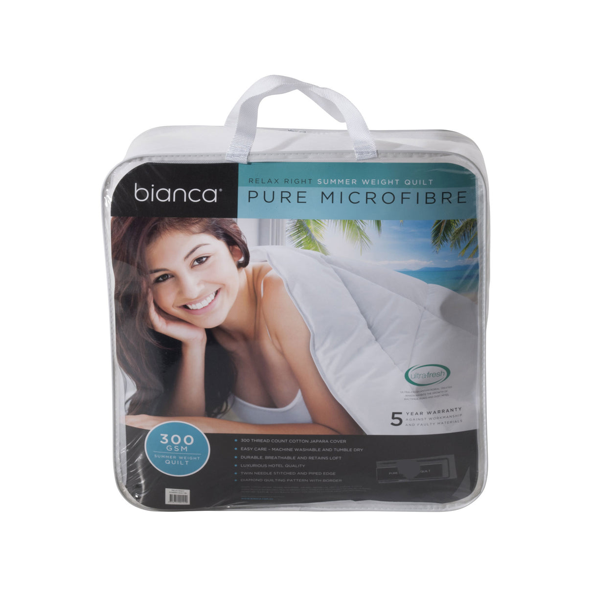 Bianca Ultra Fresh 300GSM Summer Microfibre Quilt - Single Size