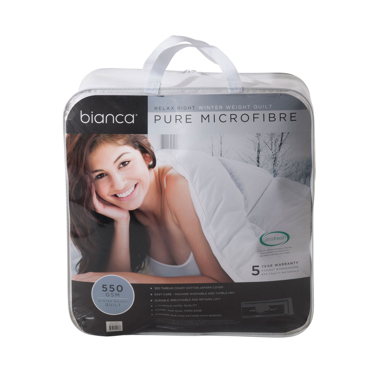 Bianca Luxury 550GSM Winter Microfibre Quilt for Single Bed