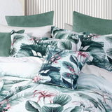 Bianca Abbey Green Cotton Sateen Tropical Floral Quilt Cover Set Double - Side View