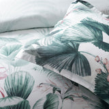 Bianca Abbey Green Cotton Sateen Tropical Floral Quilt Cover Set King - Top-Down View