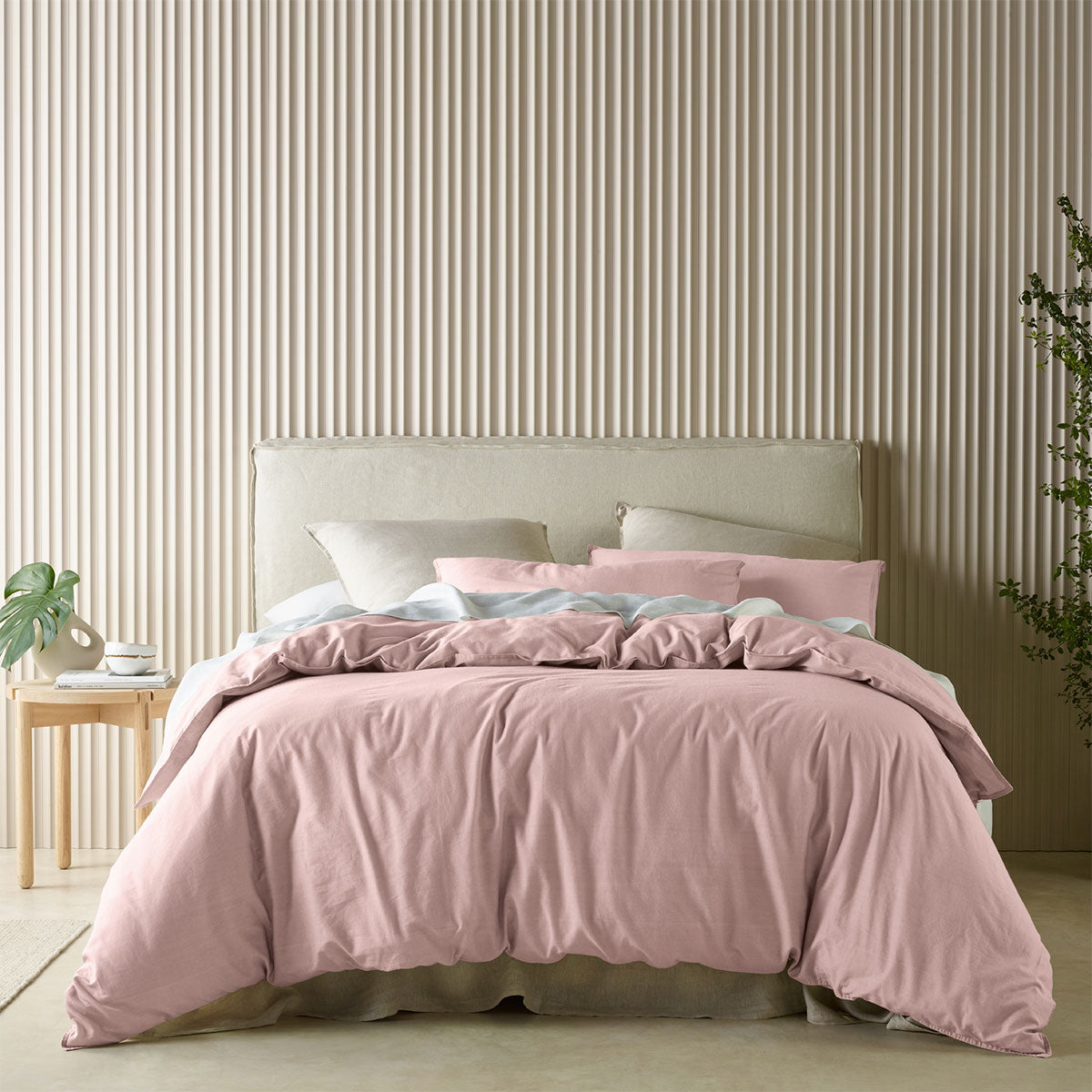 Blush Vintage Washed Cotton Quilt Cover Set by Bianca - Queen Size