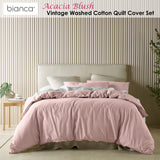 Blush Vintage Washed Cotton Quilt Cover Set by Bianca - Queen Size - Front View