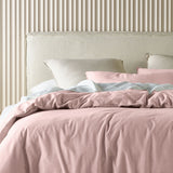 Blush Vintage Washed Cotton Quilt Cover Set by Bianca - Queen Size - Side View