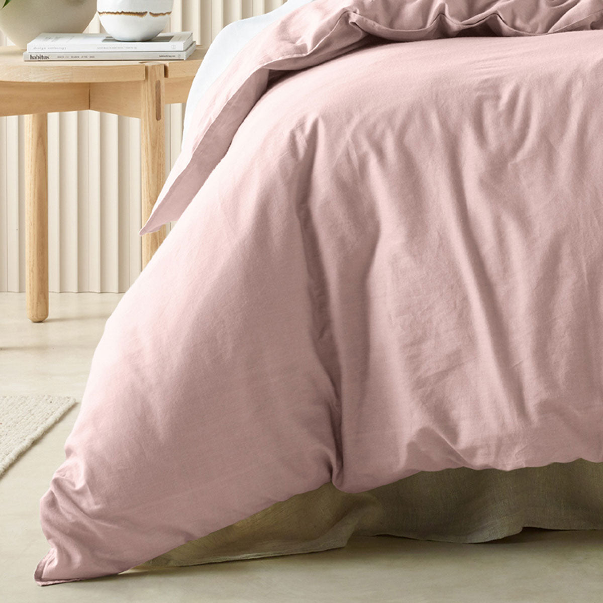 Blush Vintage Washed Cotton Quilt Cover Set by Bianca - Queen Size