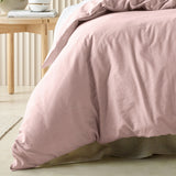 Blush Vintage Washed Cotton Quilt Cover Set by Bianca - Queen Size - Top-Down View