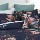 Bianca Balwyn Navy Cotton Sateen Botanical Quilt Cover Set King - Side View