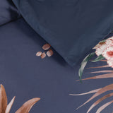 Bianca Balwyn Navy Cotton Sateen Botanical Quilt Cover Set Queen - 45-Degree Angle