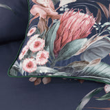 Bianca Balwyn Navy Cotton Sateen Botanical Quilt Cover Set Super King - Top-Down View
