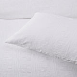 Bianca Cosmo White Soft Chenille Geometric Quilt Cover Set King - Top-Down View