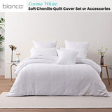 Bianca Cosmo White Soft Chenille Geometric Quilt Cover Set Queen - Front View