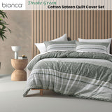 Bianca Drake Green Cotton Sateen Quilt Cover Set Super King - Front View