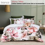 Bianca Eliana White Floral Printed Cotton Sateen Quilt Cover Set King - Front View