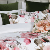 Bianca Eliana White Floral Printed Cotton Sateen Quilt Cover Set King - Side View
