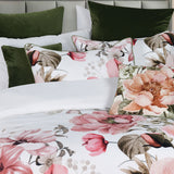 Bianca Eliana White Floral Printed Cotton Sateen Quilt Cover Set Queen - Side View