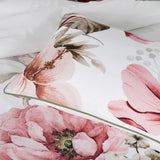 Bianca Eliana White Floral Printed Cotton Sateen Quilt Cover Set Super King - Top-Down View