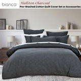 Bianca Hallston Charcoal Pre-Washed Cotton Quilt Cover Set King - Front View