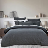 Bianca Hallston Charcoal Pre-Washed Cotton Quilt Cover Set Queen