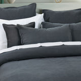 Bianca Hallston Charcoal Pre-Washed Cotton Quilt Cover Set Queen - Side View