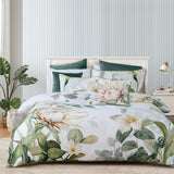 Bianca Helensvale White Floral Cotton Sateen Quilt Cover Set Double