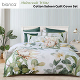 Bianca Helensvale White Floral Cotton Sateen Quilt Cover Set King - Front View