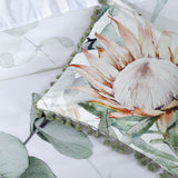 Bianca Helensvale White Floral Cotton Sateen Quilt Cover Set Queen - Top-Down View