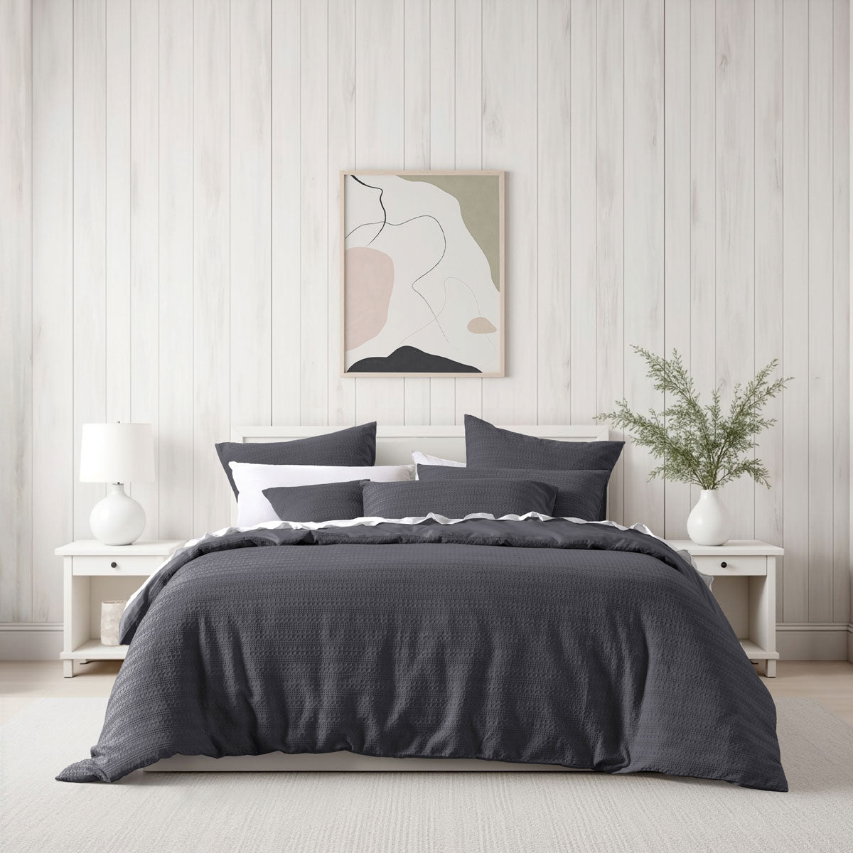 Bianca Kahlani Charcoal Waffle Quilt Cover Set Single