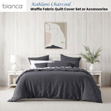 Bianca Kahlani Charcoal Waffle Quilt Cover Set Single - Front View