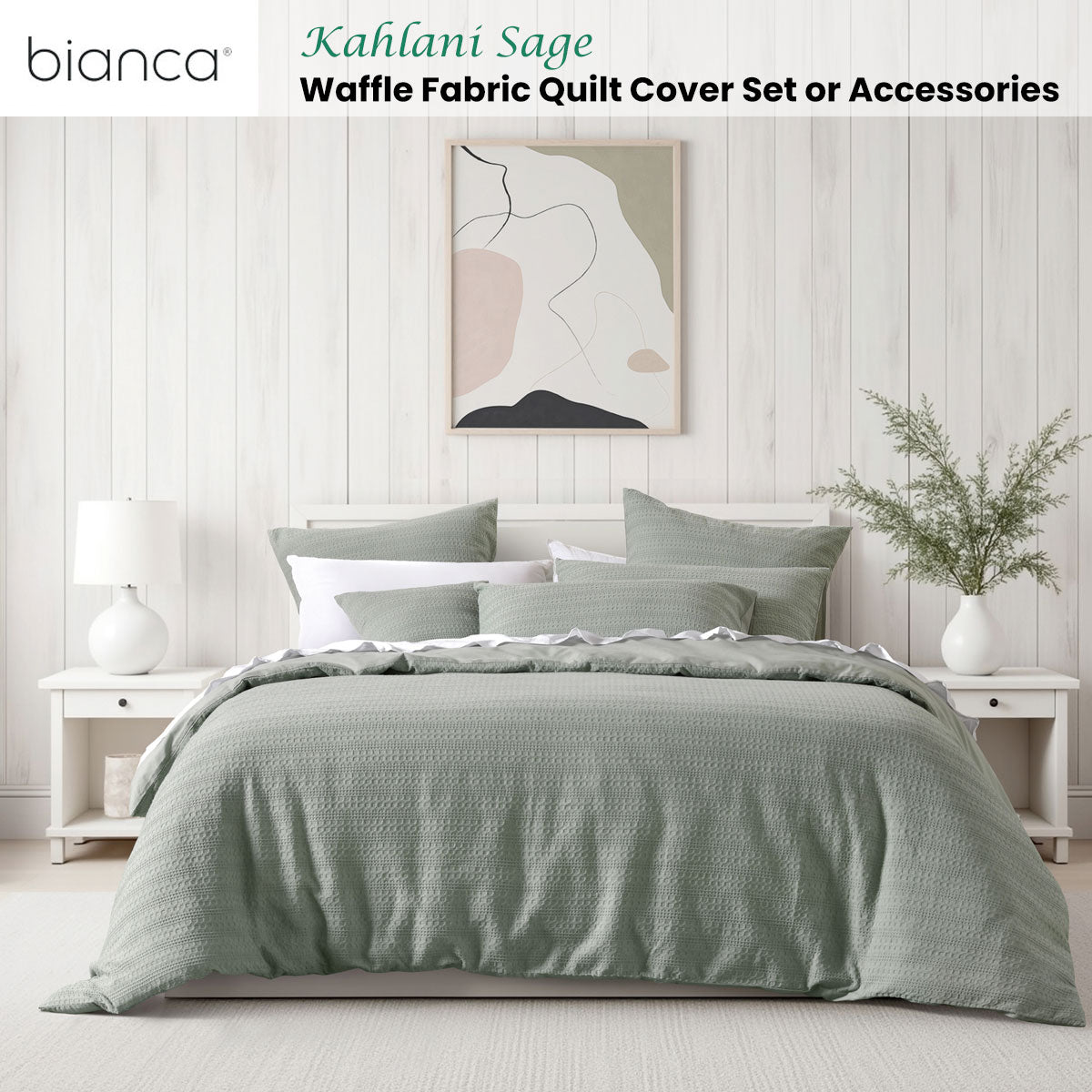 Bianca Kahlani Sage Waffle Quilt Cover Set Double