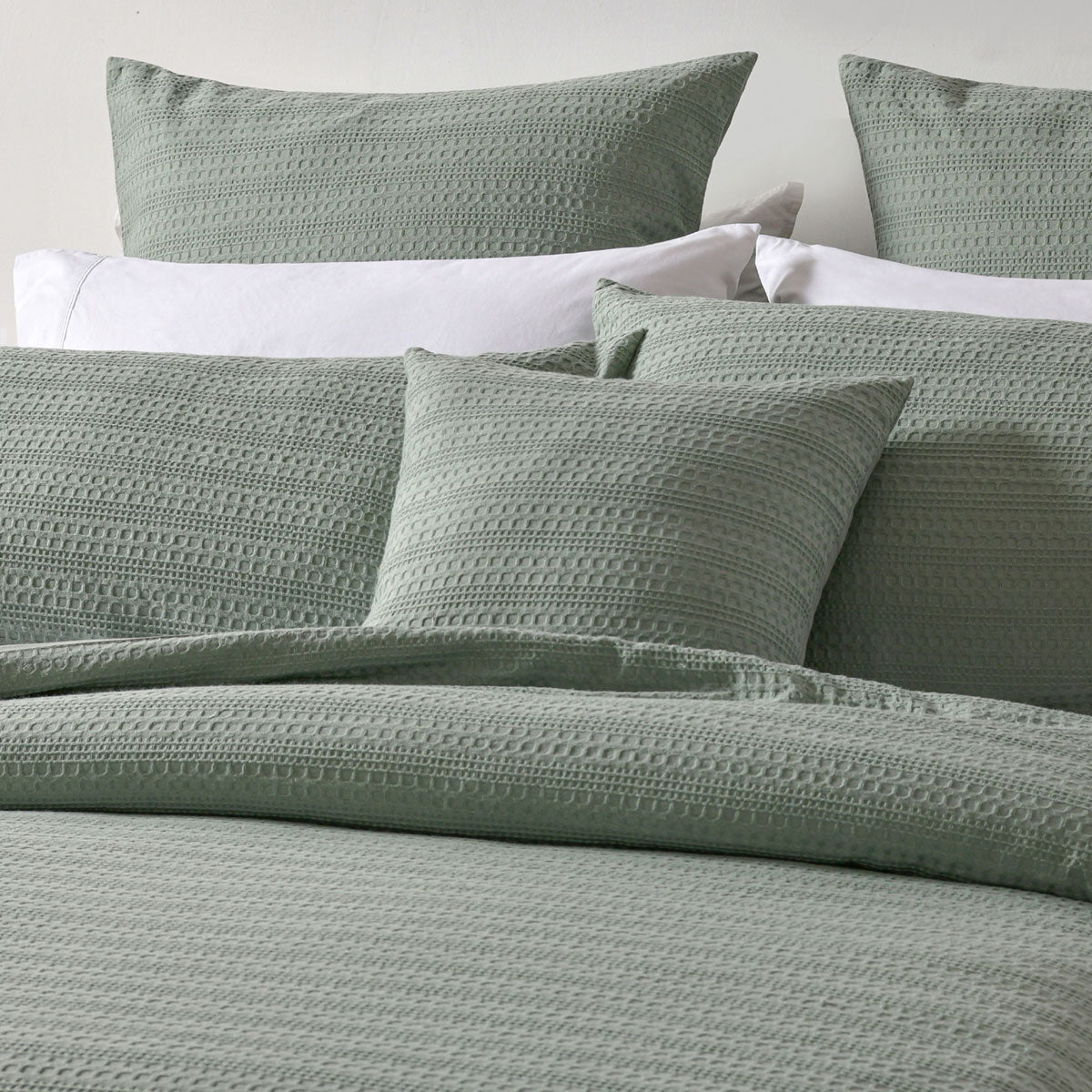 Bianca Kahlani Sage Waffle Quilt Cover Set Super King