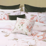 Bianca Layla White Floral Printed Cotton Sateen Quilt Cover Set Super King - Side View
