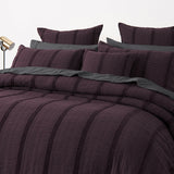 Bianca Malua Grape Jacquard Striped Quilt Cover Set King - Side View