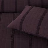 Bianca Malua Grape Jacquard Striped Quilt Cover Set Queen - Top-Down View