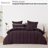 Bianca Malua Grape Jacquard Striped Quilt Cover Set Super King - Front View
