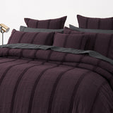 Bianca Malua Grape Jacquard Striped Quilt Cover Set Super King - Side View