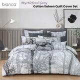 Bianca Myrtleford Grey Cotton Sateen Quilt Cover Set Super King - Front View
