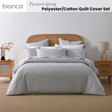 Bianca Pesaro Grey Polyester Cotton Quilt Cover Set Super King - Front View