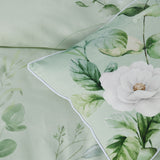 Bianca Salisbury Sage Floral Cotton Sateen Quilt Cover Set Super King - Top-Down View